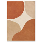Abstract burnt orange and beige curved shapes on a cream background, with mottled texture and a narrow cream border.