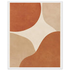Abstract burnt orange and beige curved shapes on a cream background, with mottled texture and a narrow cream border.