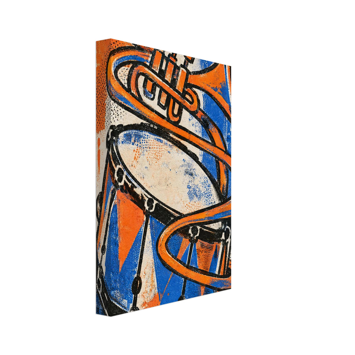 Trumpet And Drum Retro Art Print – Canvas
