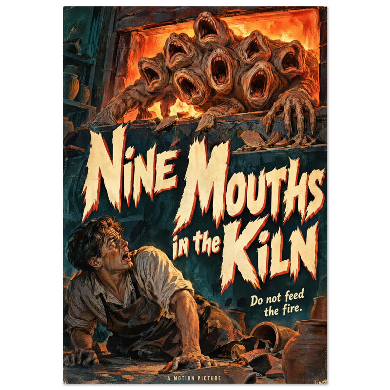 Nine Mouths Retro Horror Poster