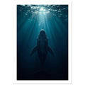 whale art print for the nursery, soft painterly artwork on matte paper