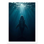 whale art print for the nursery, soft painterly artwork on matte paper