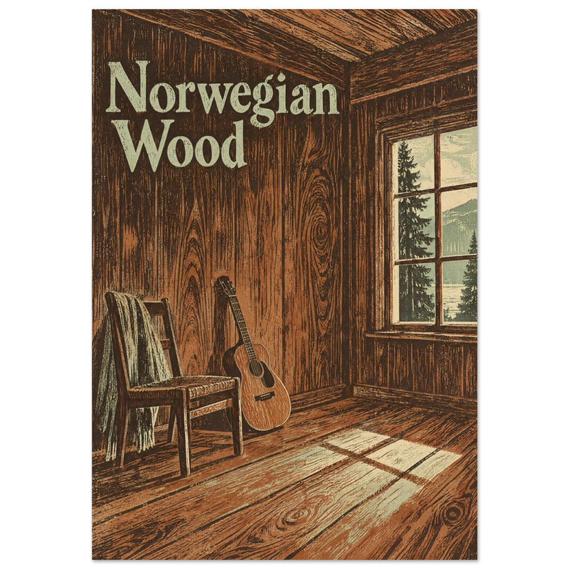 Norwegian Wood Vintage Guitar Poster