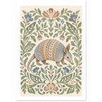Armadillo Folk Art Botanical Poster – White Border