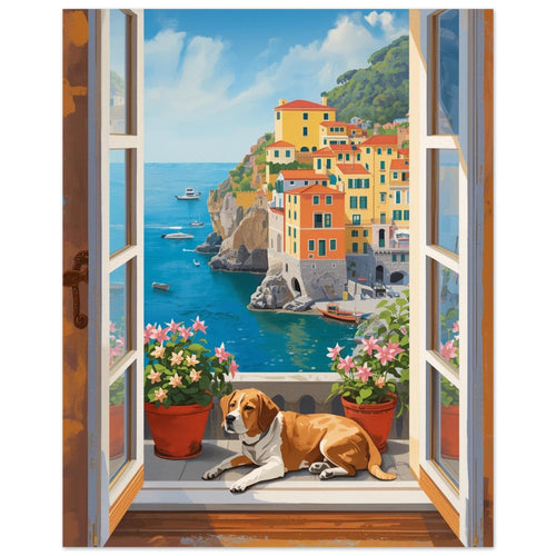dog art print for the living room, soft painterly artwork on matte paper