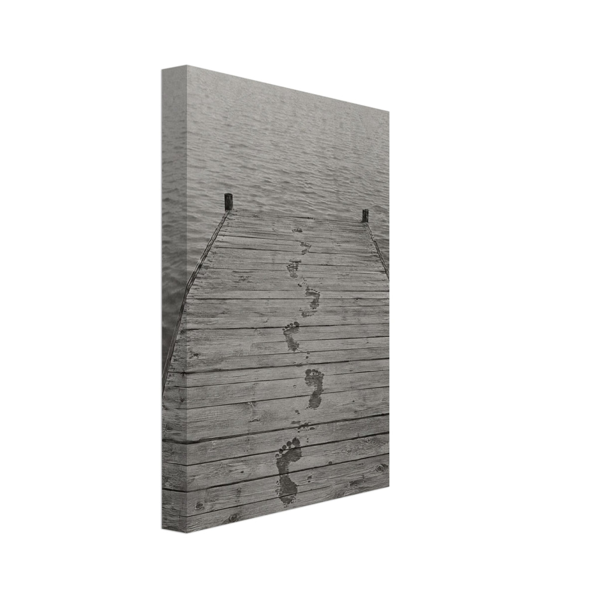 Lakeside Jetty Footprints Photography Art Print – Canvas