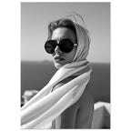 Woman With Sunglasses Monochrome Art Print