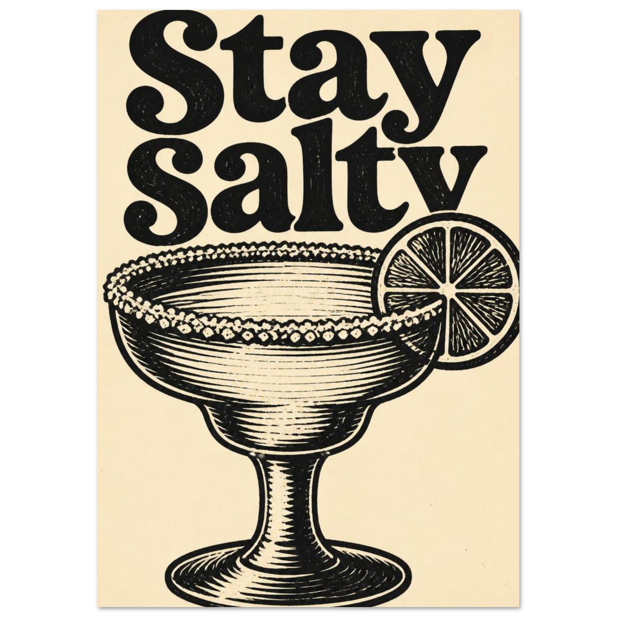 Stay Salty Retro Cocktail Poster