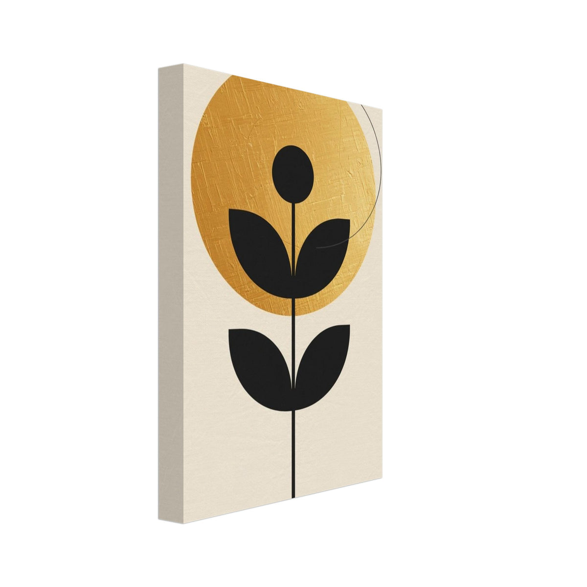 Geometric Flower Gold And Black Art Print – Canvas