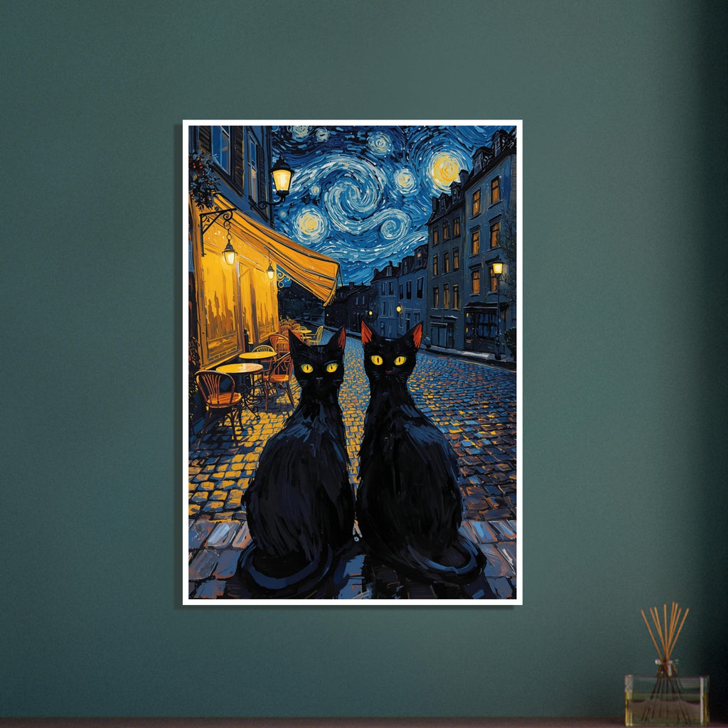 cat art print for the living room, soft painterly artwork on matte paper