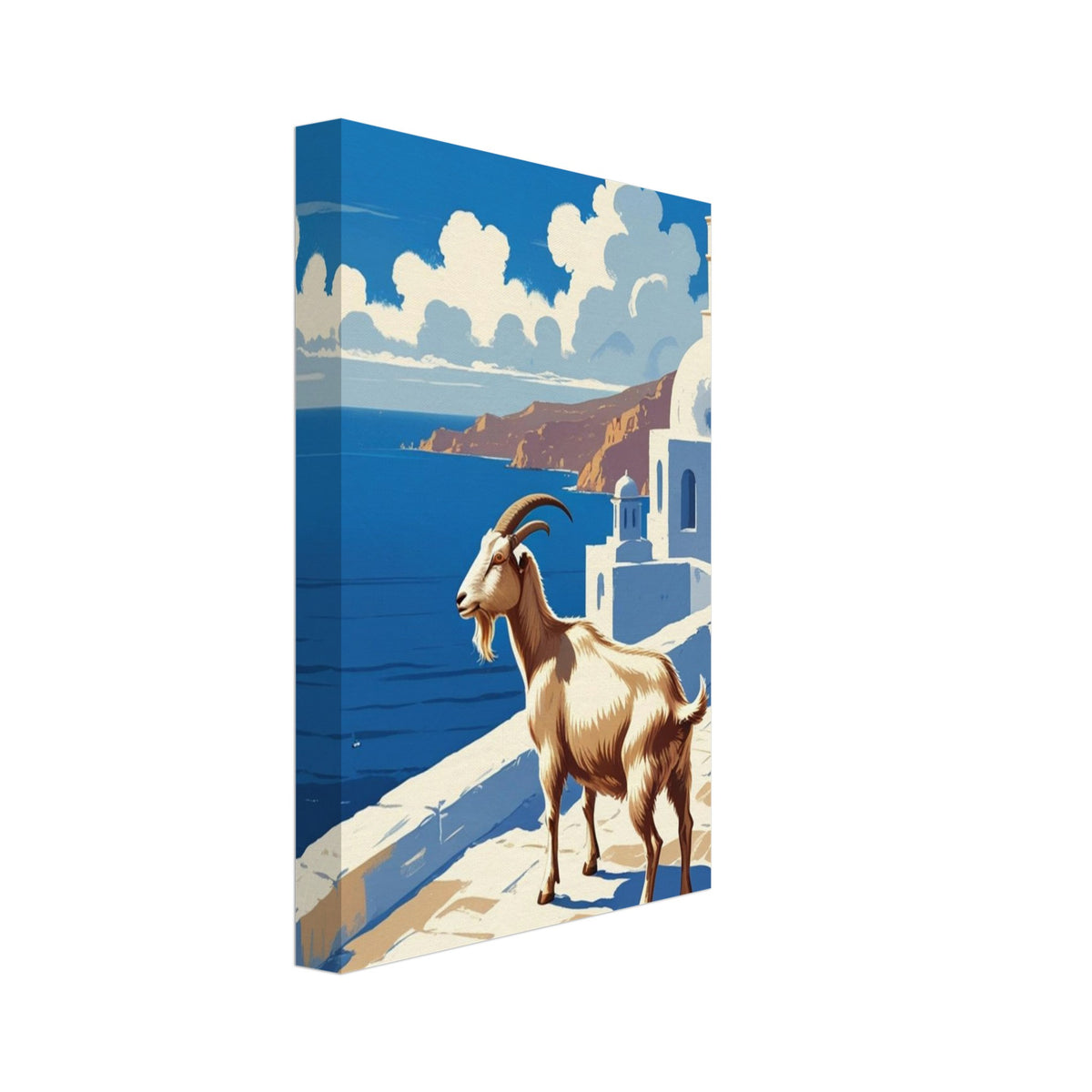 goat art print for the living room, soft painterly artwork on matte paper