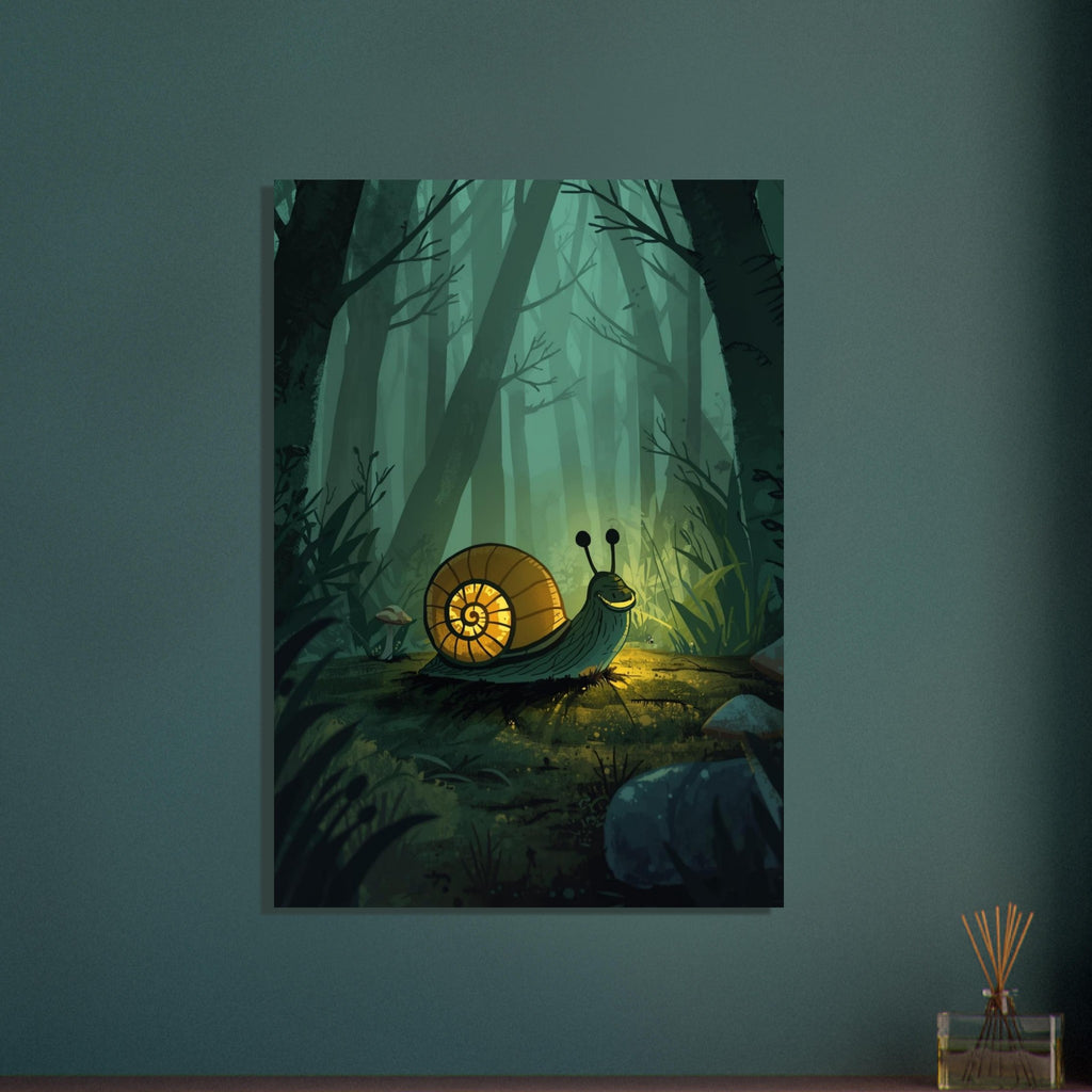 snail art print for the bathroom, soft painterly artwork on matte paper