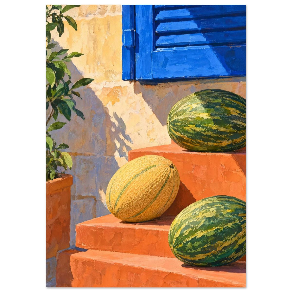 Melons On Terracotta Steps Art Print