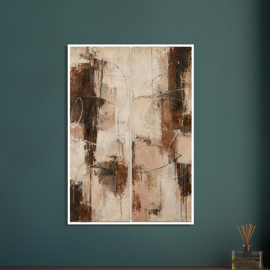 original abstract composition art print for the living room, soft painterly artwork on matte paper