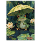 Frog With Yellow Umbrella Art Print