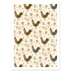 rooster art print for the kitchen, soft painterly artwork on matte paper