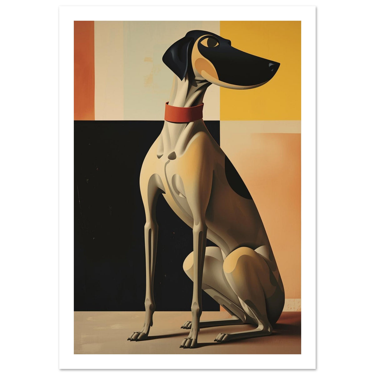 dog art print for the living room, soft painterly artwork on matte paper