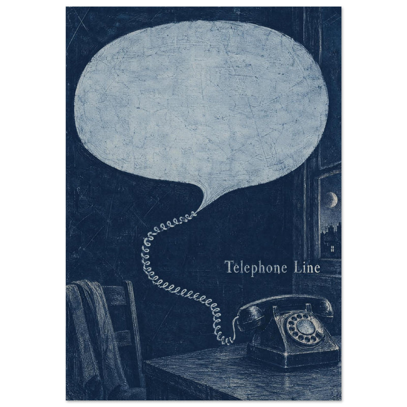 Rotary Telephone Blue Retro Art Print