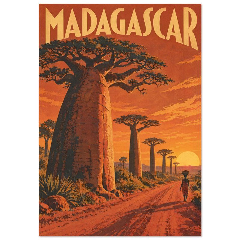 Madagascar Baobab Vintage Travel Poster