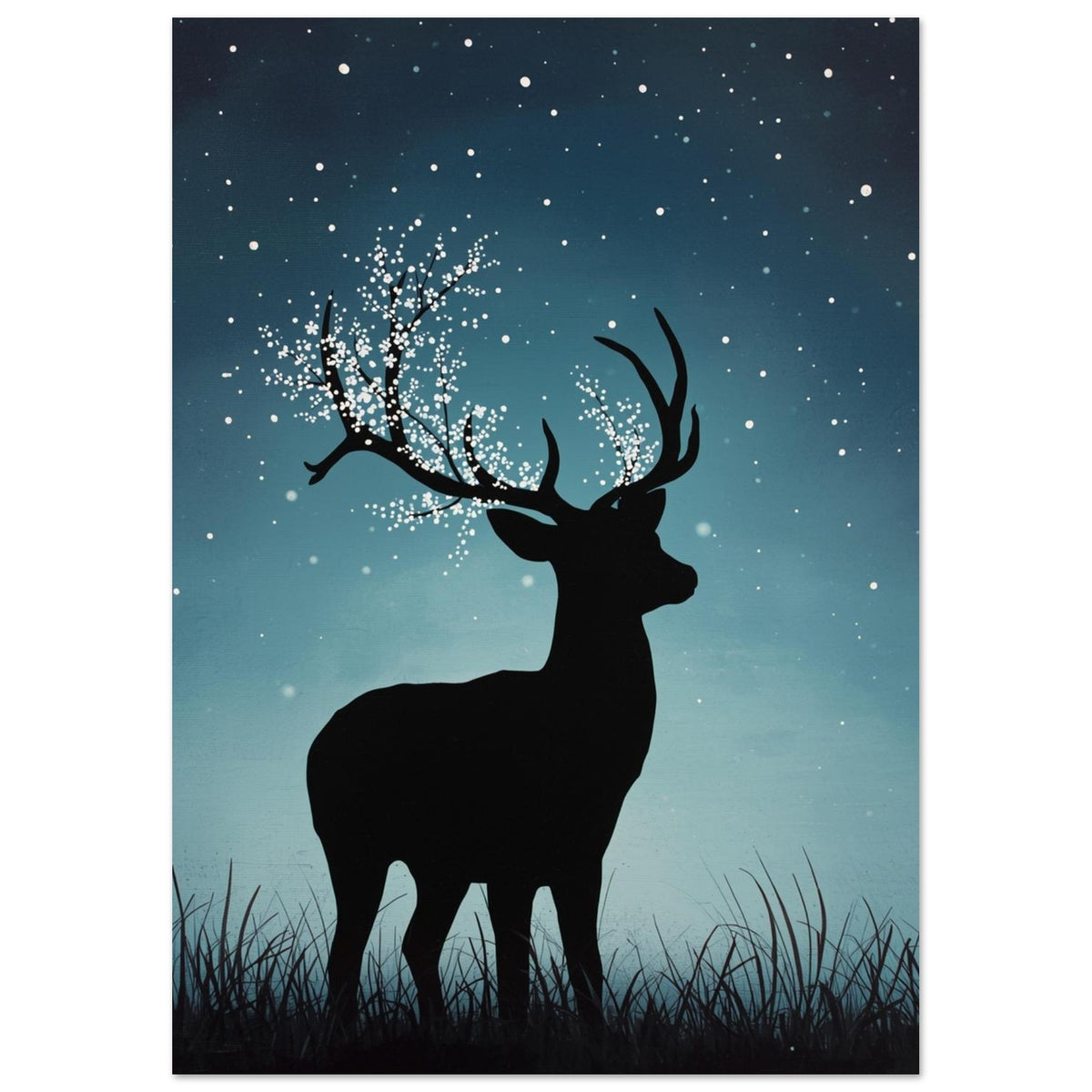 deer art print for the living room, soft painterly artwork on matte paper