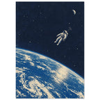 Astronaut Above Earth Retro Poster