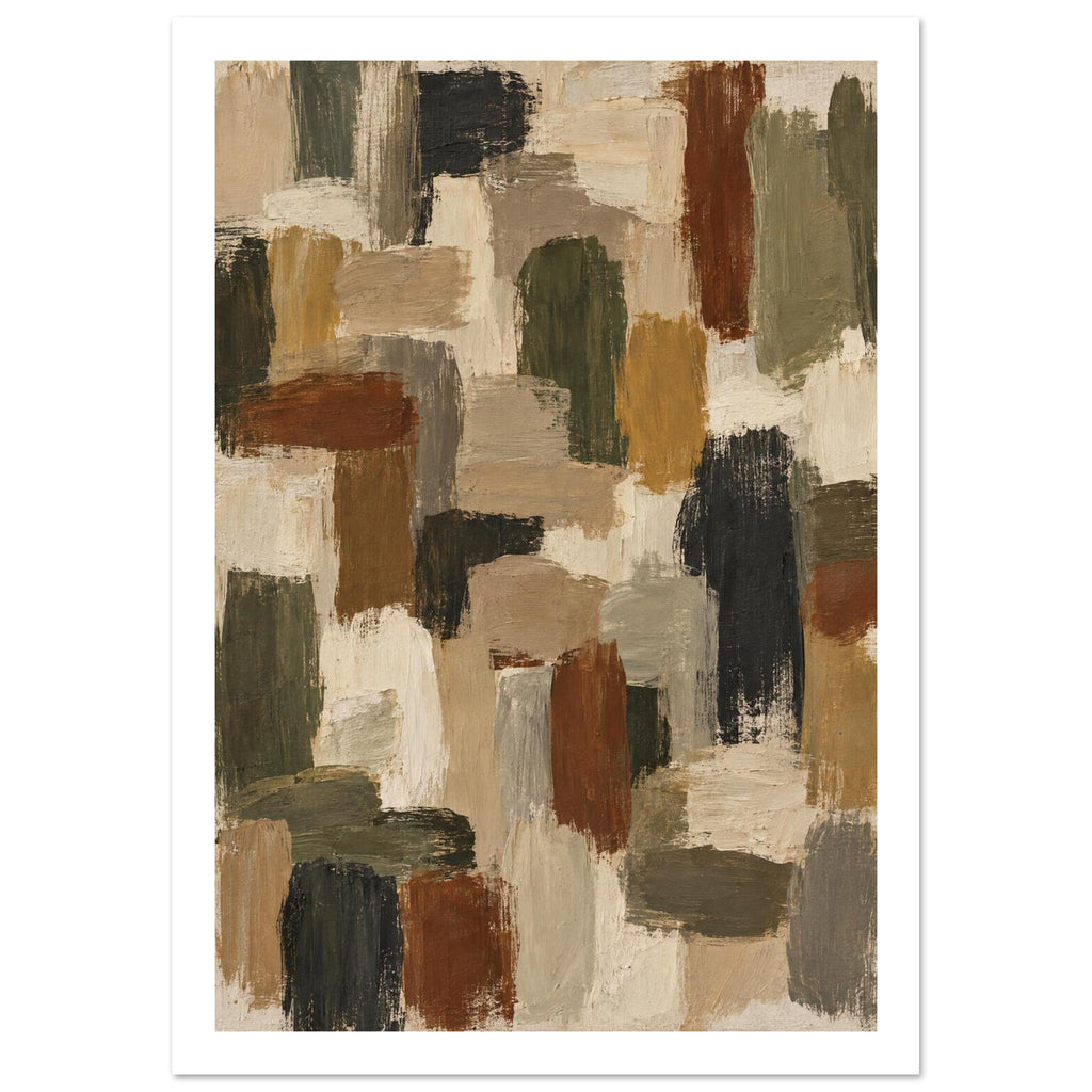 original abstract composition art print for the living room, soft painterly artwork on matte paper