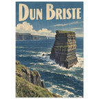 Dun Briste Vintage Coastal – vintage poster wall art print by Printavelle – close-up
