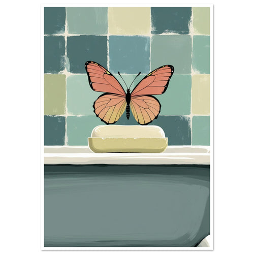 butterfly art print for the bedroom, soft painterly artwork on matte paper