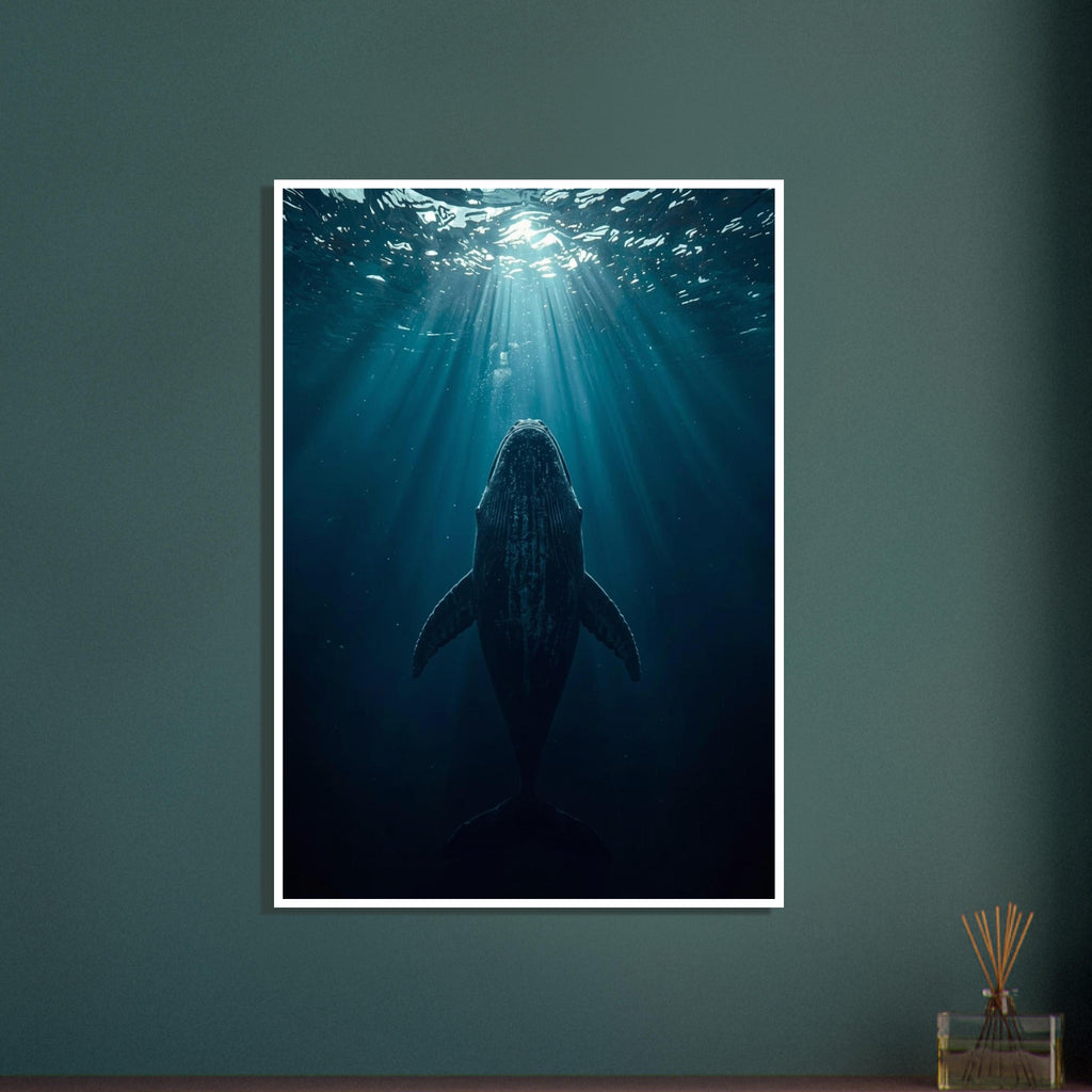 whale art print for the nursery, soft painterly artwork on matte paper