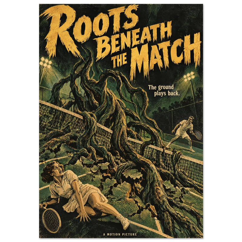 Tennis Court Roots Retro Horror Poster