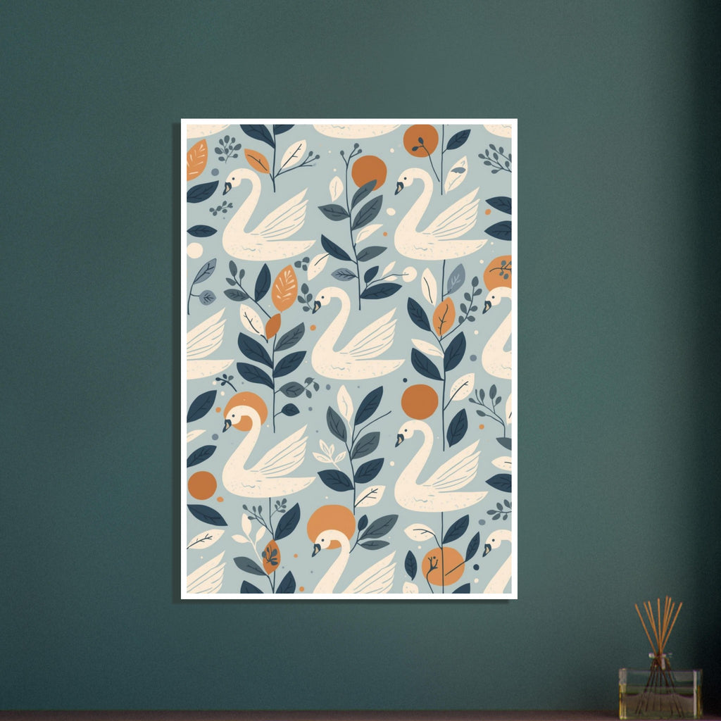 swan art print for the bedroom, soft painterly artwork on matte paper