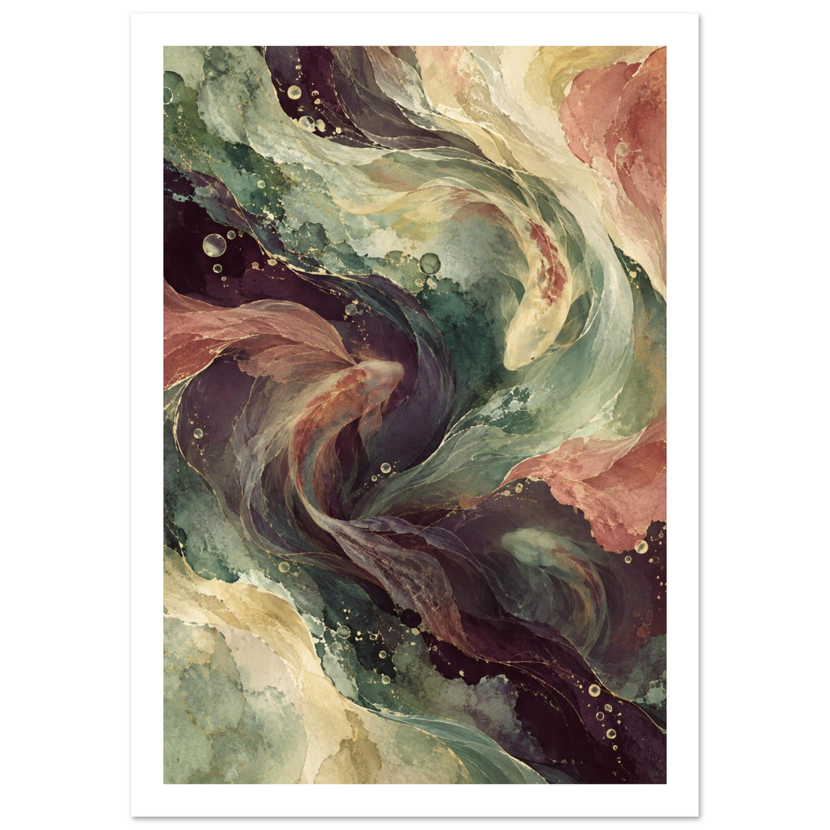 original abstract composition art print for the living room, soft painterly artwork on matte paper