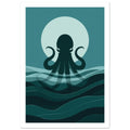 kraken art print for the home office, soft painterly artwork on matte paper