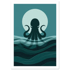 kraken art print for the home office, soft painterly artwork on matte paper