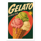 Gelato Ice Cream Retro Poster – White Border