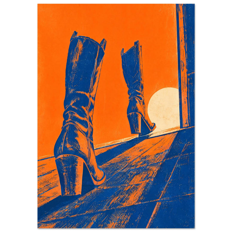 Cowboy Boots Orange And Blue Poster