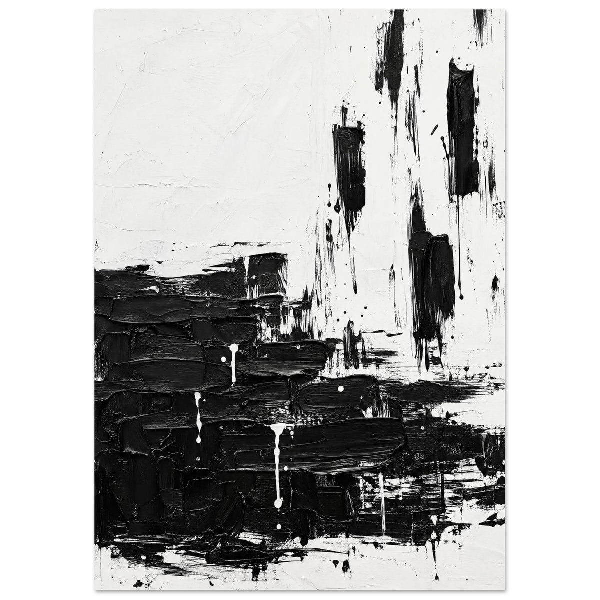 Black And White Brushstroke Abstract Poster