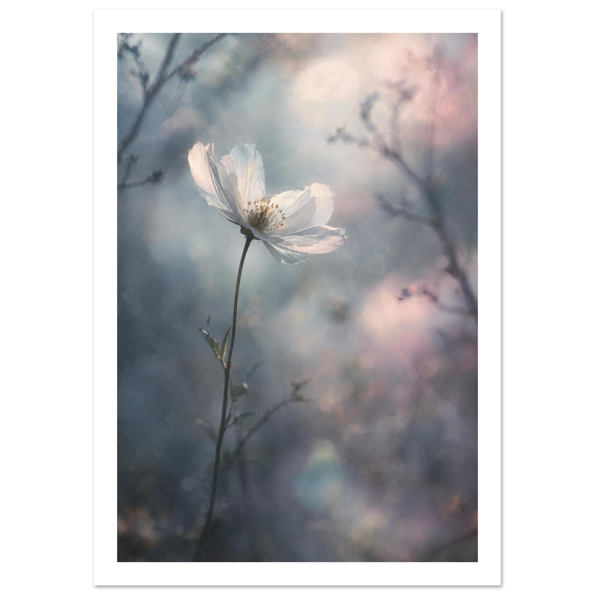 original abstract composition art print for the living room, soft painterly artwork on matte paper