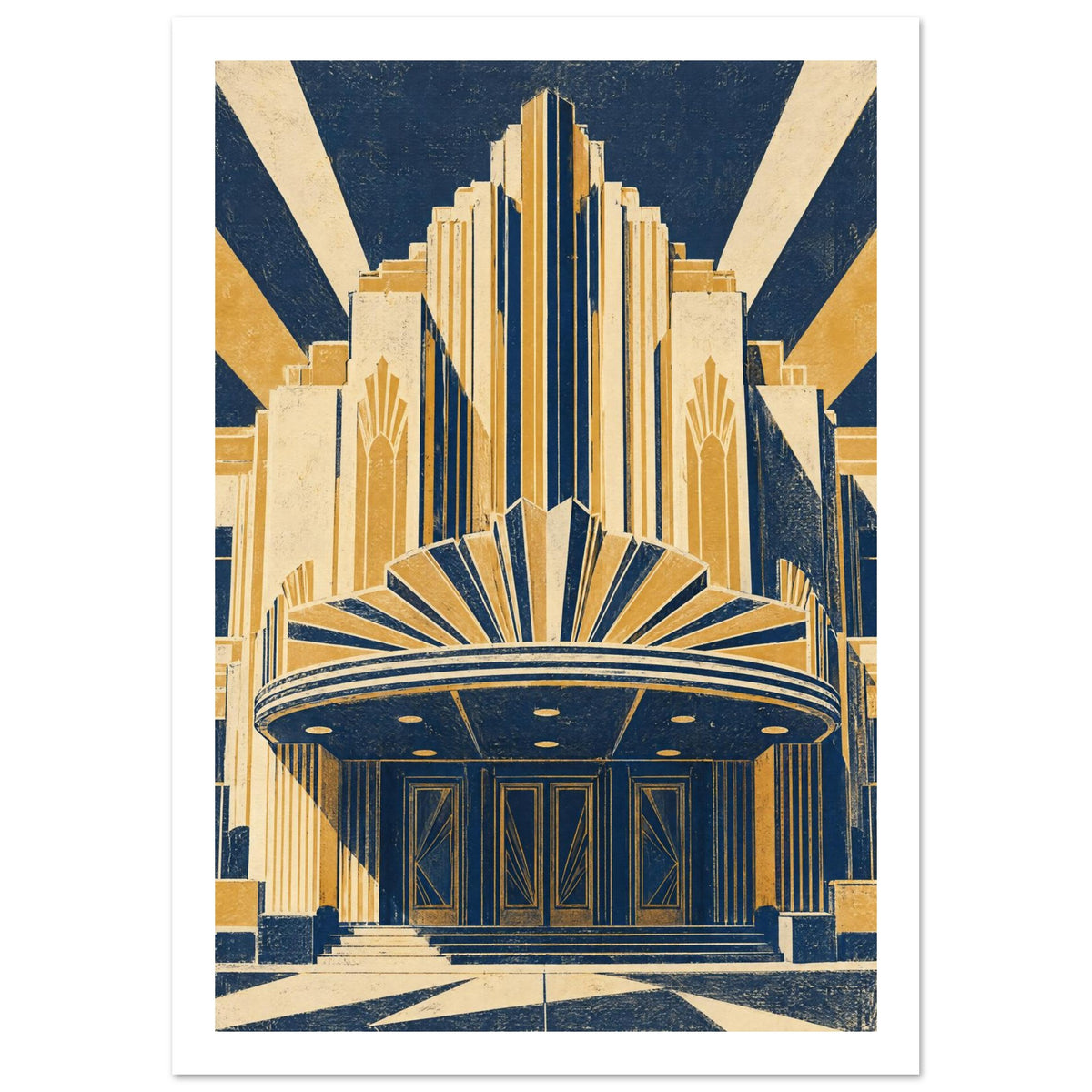 Art Deco Theatre Architecture Poster – White Border
