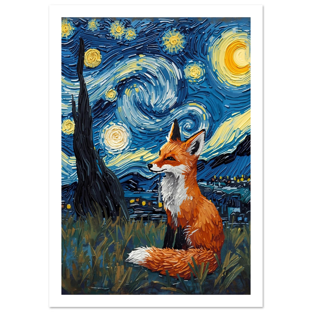 fox art print for the living room, soft painterly artwork on matte paper