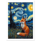 fox art print for the living room, soft painterly artwork on matte paper