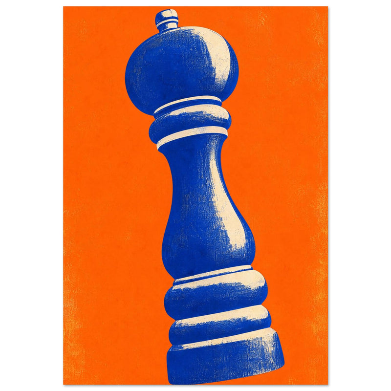Blue Pepper Mill Retro Art Print