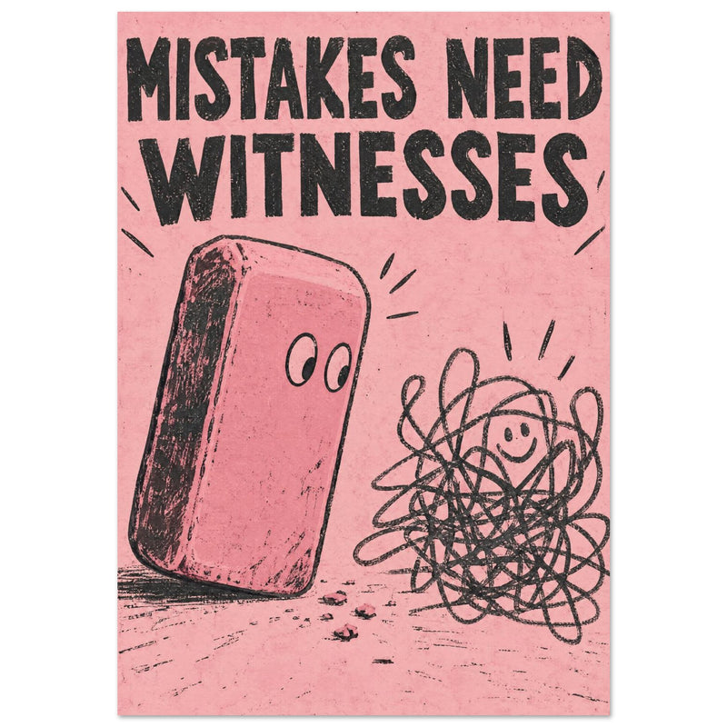Mistakes Need Witnesses Pink Typography Poster