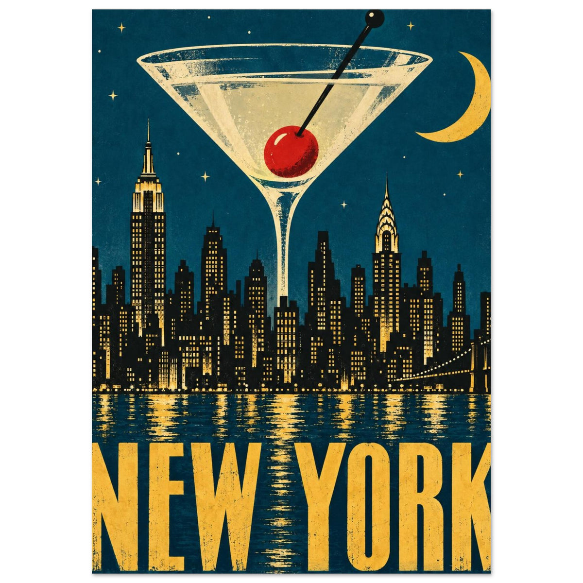New York Cocktail Retro Poster