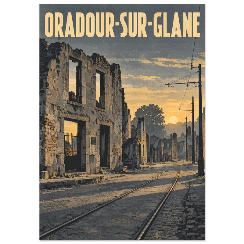 Oradour-sur-Glane Vintage Style Tramway Poster