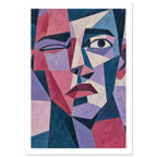 Geometric Face Cubist Art Print – White Border