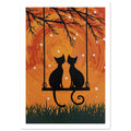 cat art print for the living room, soft painterly artwork on matte paper