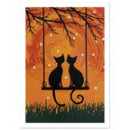 cat art print for the living room, soft painterly artwork on matte paper