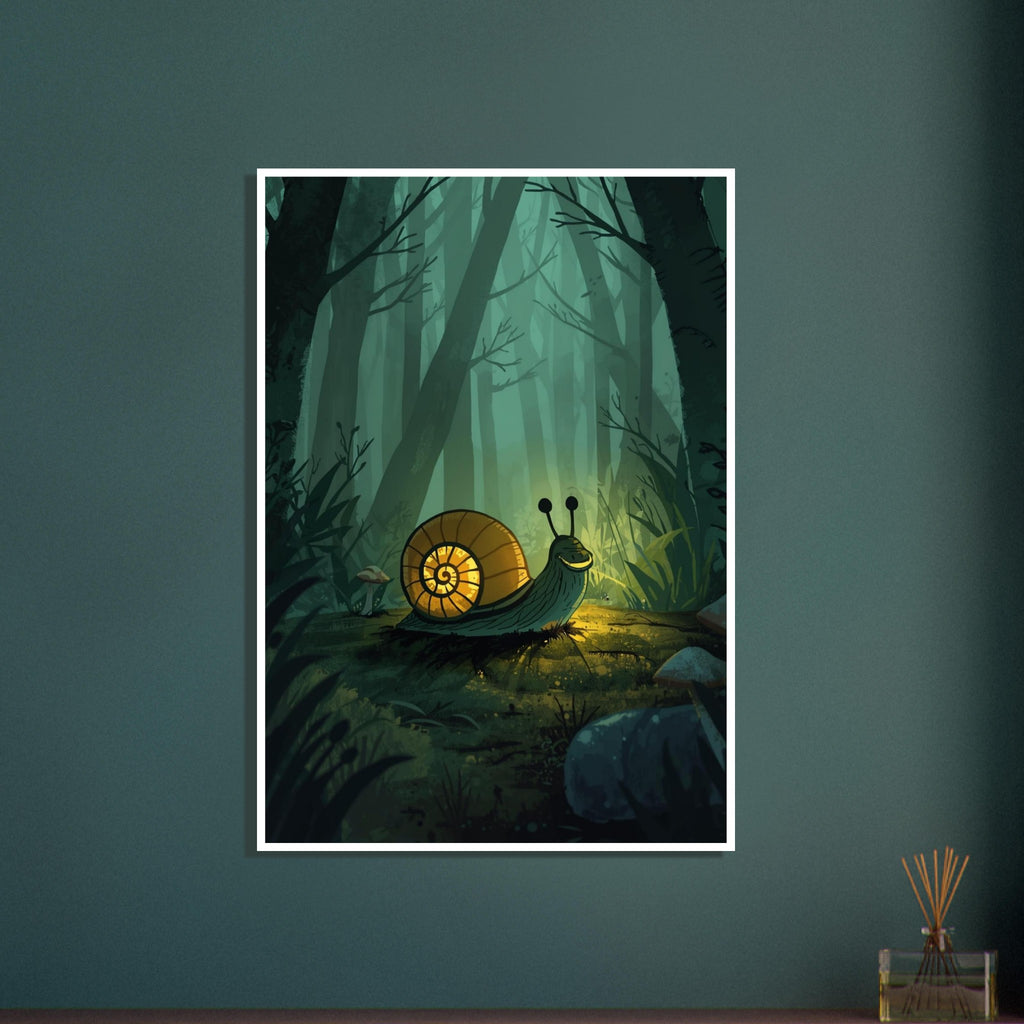 snail art print for the bathroom, soft painterly artwork on matte paper