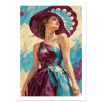 Woman In Purple Hat Art Print – White Border